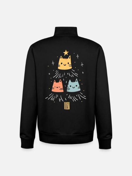 Cats Christmas Tree Cat Lover Gift - Unisex Organic Zip Sweatshirt by Stanley/Stella - black