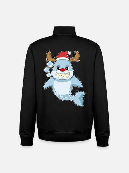 Requin Noël renne - Sweat zippé unisexe en coton bio Stanley/Stella - noir