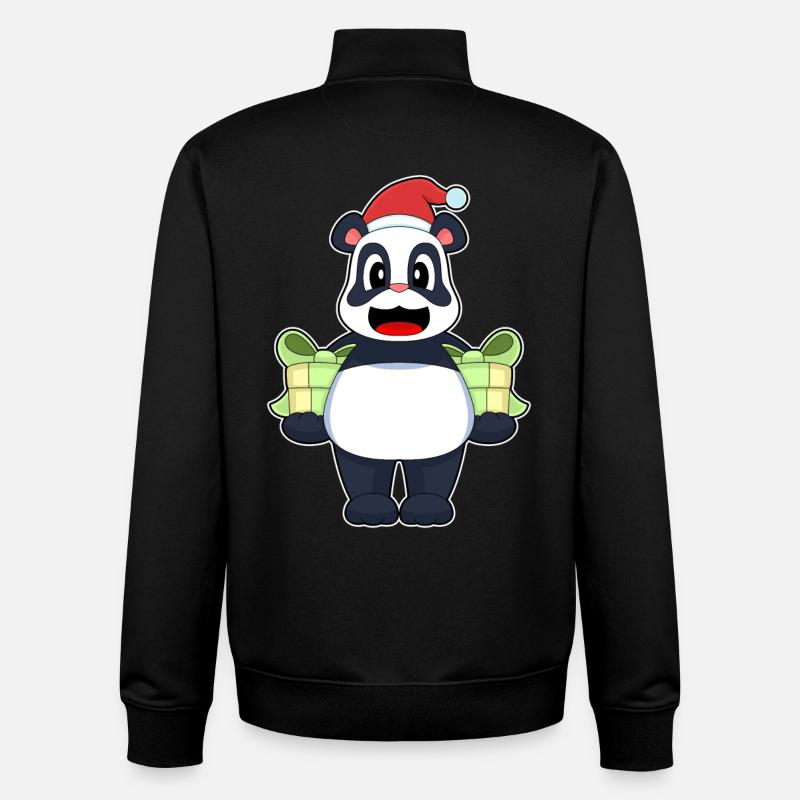 Panda Christmas Packages - Unisex Organic Zip Sweatshirt by Stanley/Stella - black