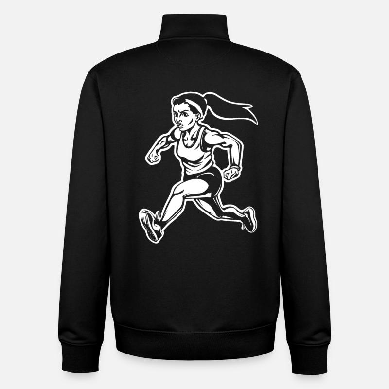 Croquis du coureur - Sweat zippé unisexe en coton bio Stanley/Stella - noir