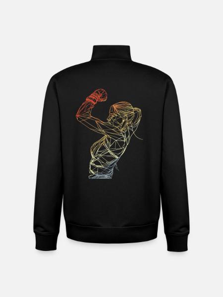 Boxen Mädchen Strichzeichnung - Unisex Organic Zip Sweatshirt von Stanley/Stella - Schwarz