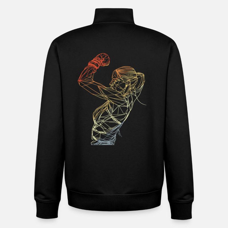 Dessin au trait de boxe fille - Sweat zippé unisexe en coton bio Stanley/Stella - noir