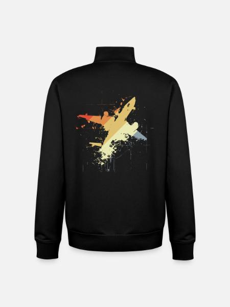 80s Airplane Graphic - Unisex Organic Zip Sweatshirt by Stanley/Stella - black