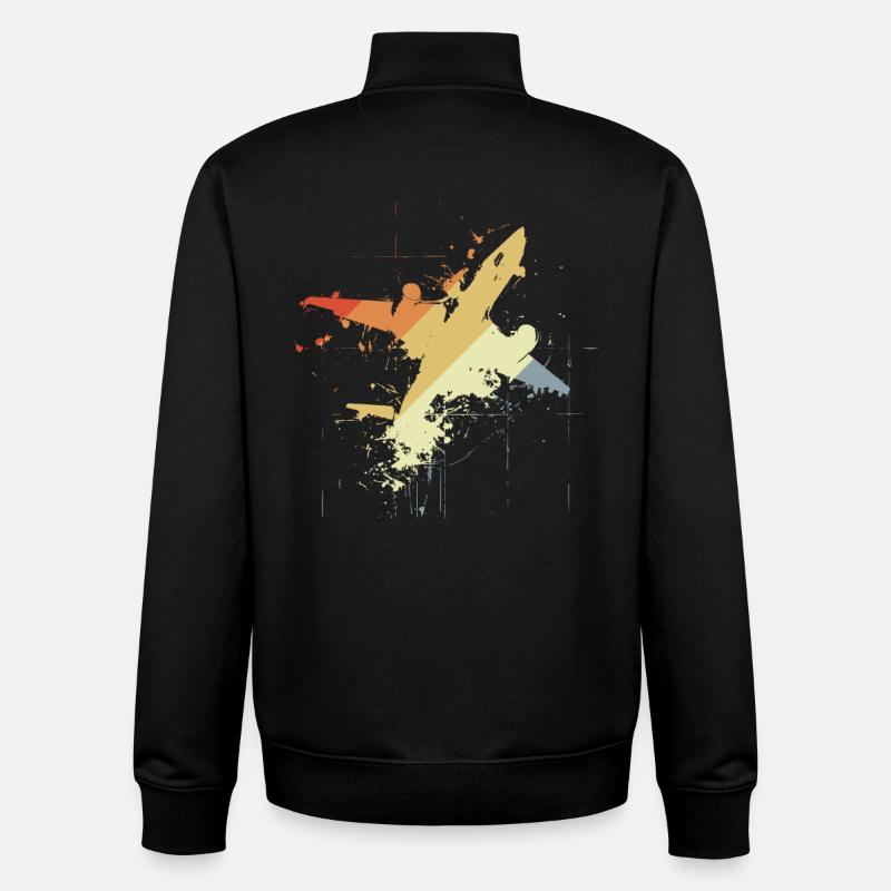 Graphique d’avion des années 80 - Sweat zippé unisexe en coton bio Stanley/Stella - noir