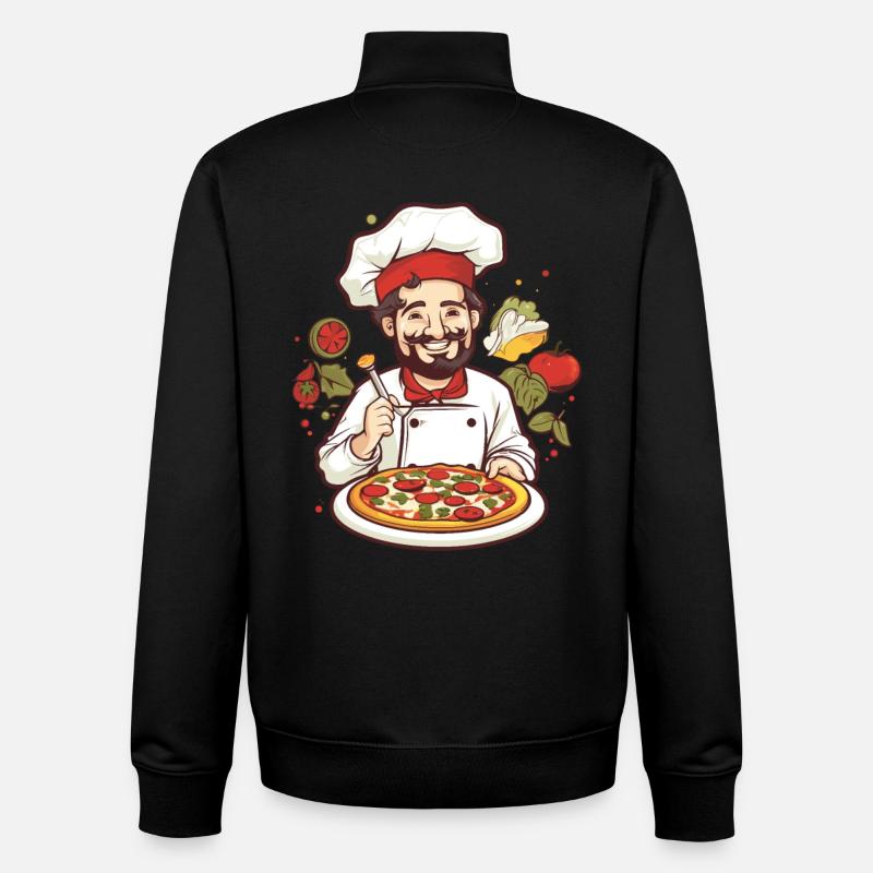 Pizza Maker Graphic - Unisex Organic Zip Sweatshirt by Stanley/Stella - black