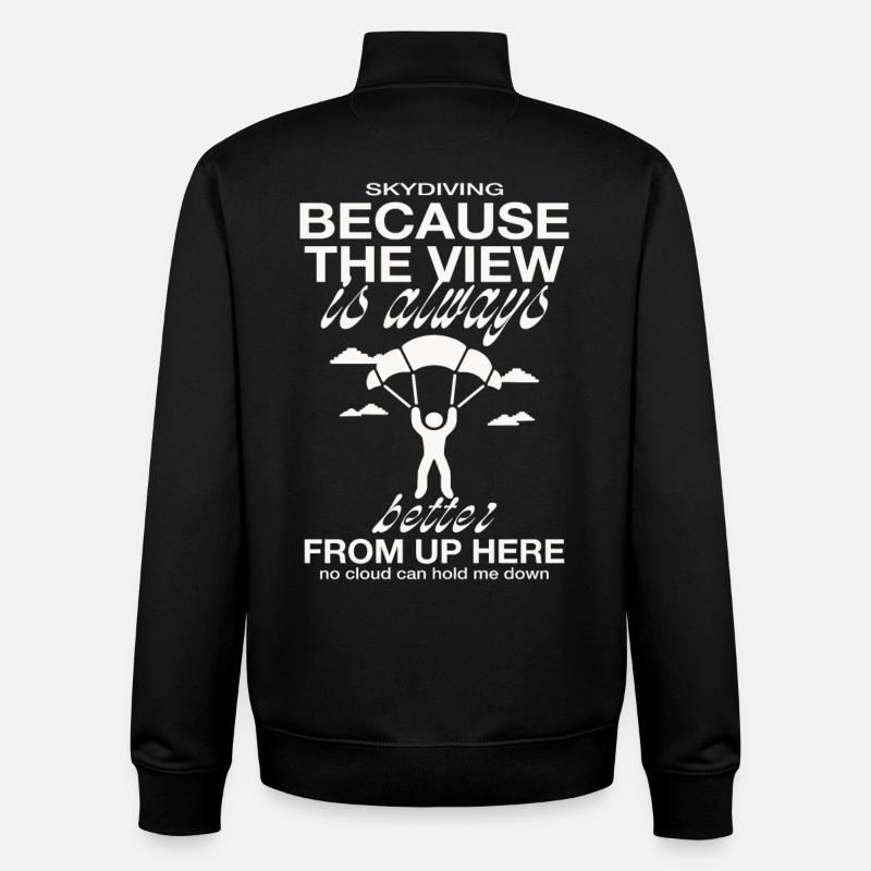 Parachutisme - Sweat zippé unisexe en coton bio Stanley/Stella - noir