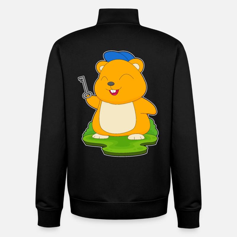 Clé du hamster - Sweat zippé unisexe en coton bio Stanley/Stella - noir