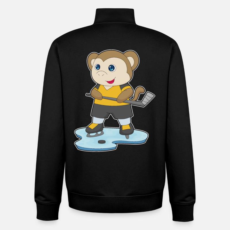 Affe Eishockey Eishockeyschläger - Unisex Organic Zip Sweatshirt von Stanley/Stella - Schwarz