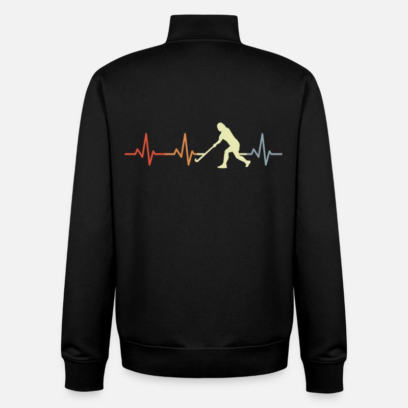 Battement de cœur du hockey - Sweat zippé unisexe en coton bio Stanley/Stella - noir