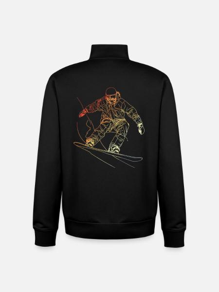 Snowboarder Sketch Retro - Unisex Organic Zip Sweatshirt by Stanley/Stella - black