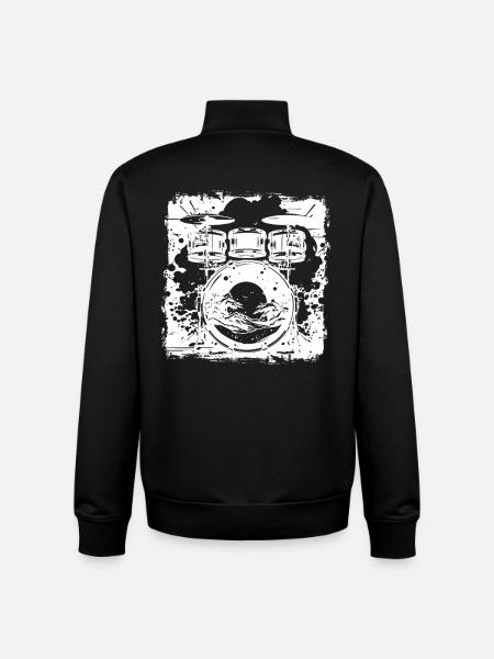 Drum Sketch - Unisex Organic Zip Sweatshirt by Stanley/Stella - black