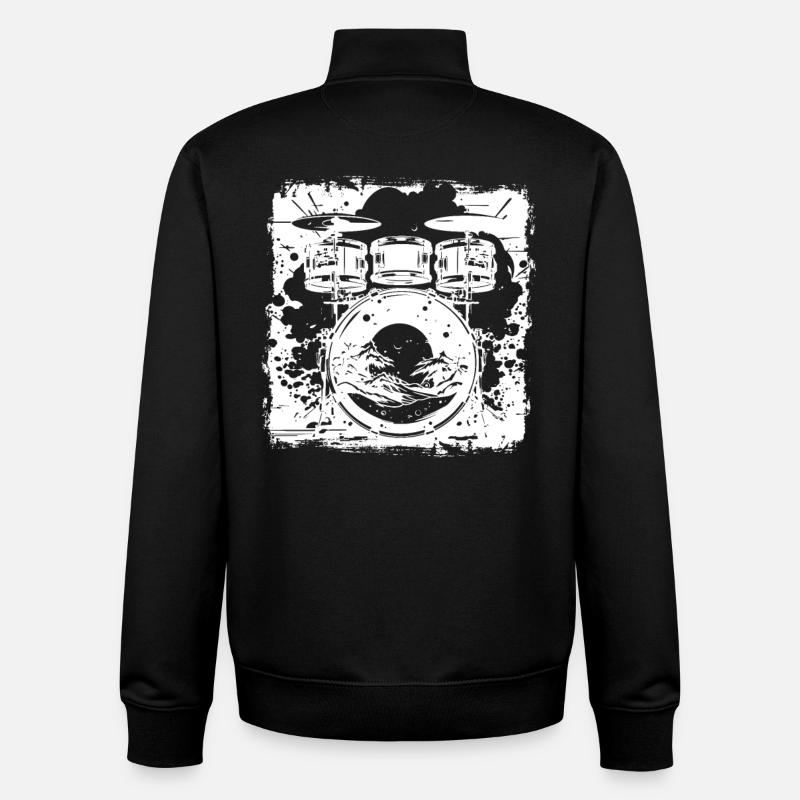 Schlagzeug Skizze - Unisex Organic Zip Sweatshirt von Stanley/Stella - Schwarz
