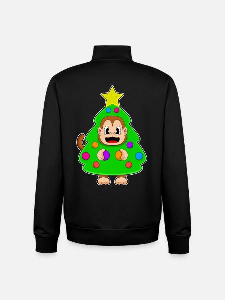 Monkey Christmas Christmas Tree - Unisex Organic Zip Sweatshirt by Stanley/Stella - black