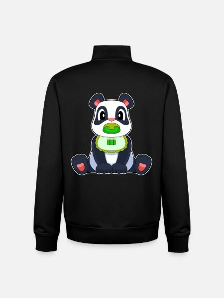 Panda Baby Bib Pacifier - Unisex Organic Zip Sweatshirt by Stanley/Stella - black