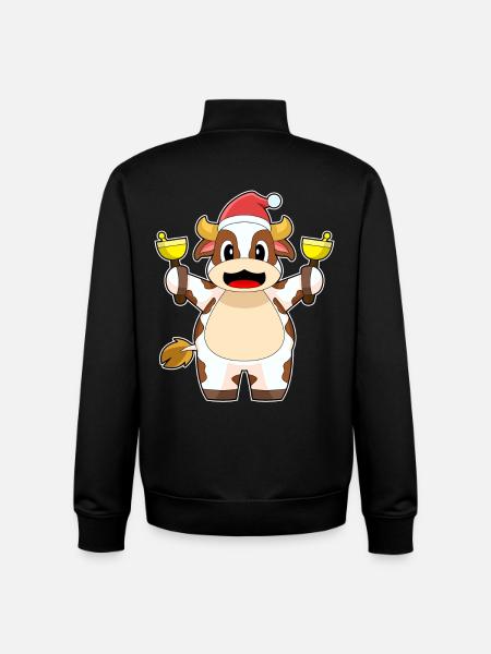 Cloches de Noël Vache Noël - Sweat zippé unisexe en coton bio Stanley/Stella - noir