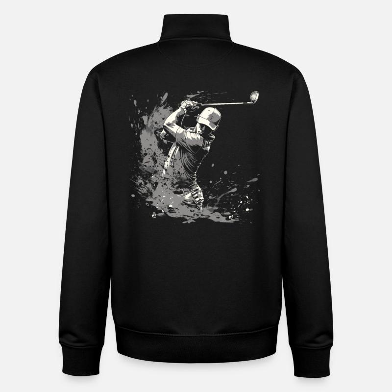 Golfer Drawing - Unisex Organic Zip Sweatshirt by Stanley/Stella - black