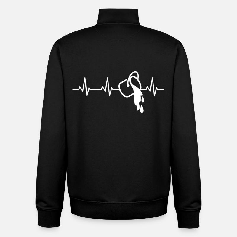 Pot de peinture ECG heartline - Sweat zippé unisexe en coton bio Stanley/Stella - noir