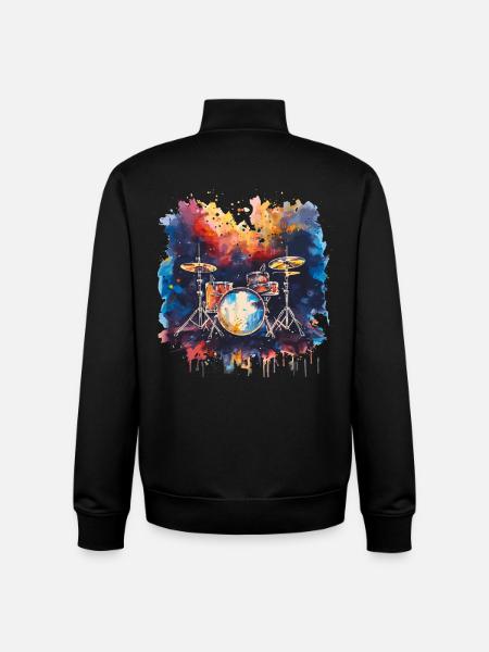 Drums Synthwave - Unisex Organic Zip Sweatshirt by Stanley/Stella - black