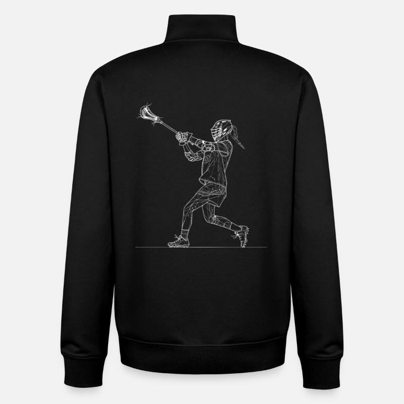 Lacrosse player - Unisex Organic Zip Sweatshirt by Stanley/Stella - black