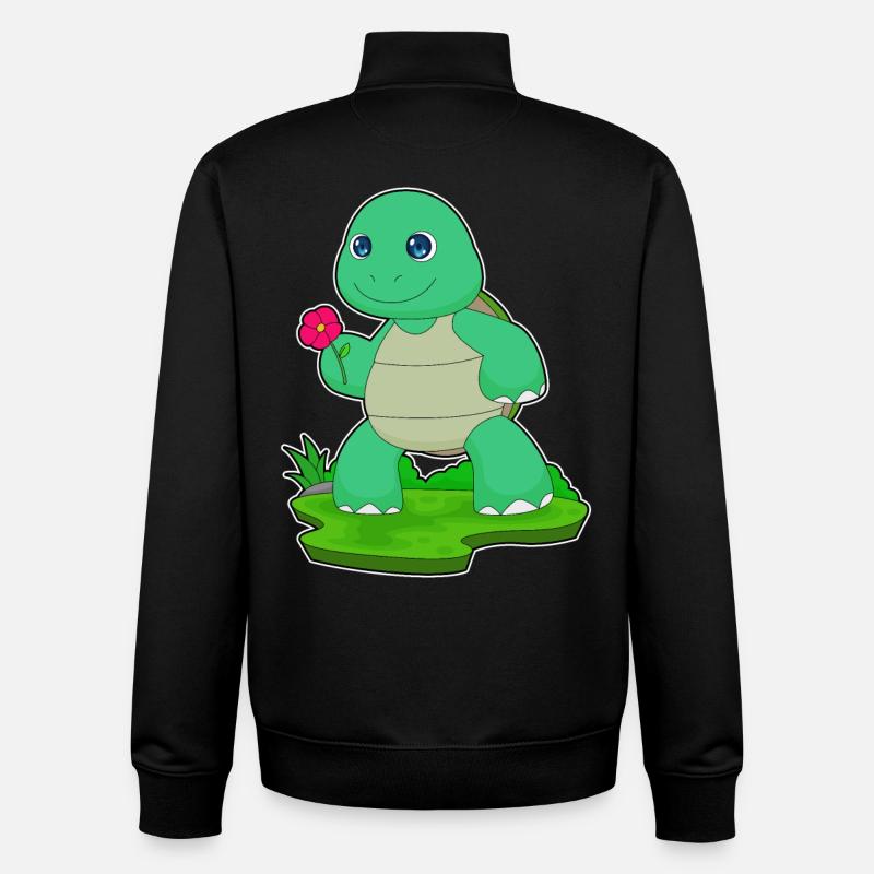Turtle Flower - Unisex Organic Zip Sweatshirt by Stanley/Stella - black