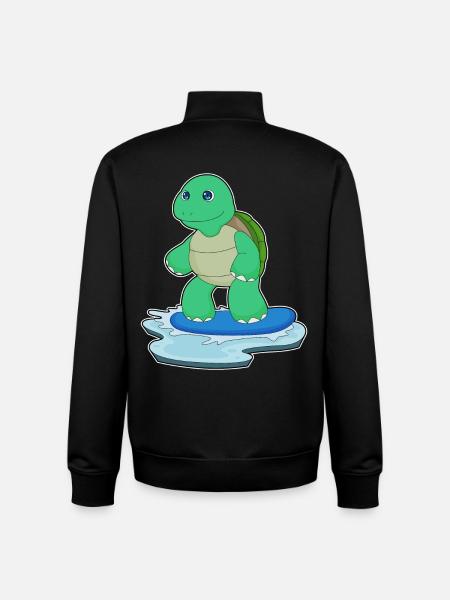 Turtle Snowboarder Snowboard - Unisex Organic Zip Sweatshirt by Stanley/Stella - black