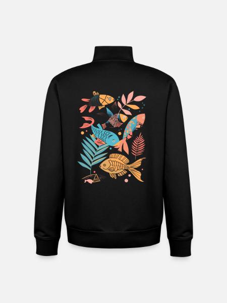 Fischen Cartoon Stil - Unisex Organic Zip Sweatshirt von Stanley/Stella - Schwarz
