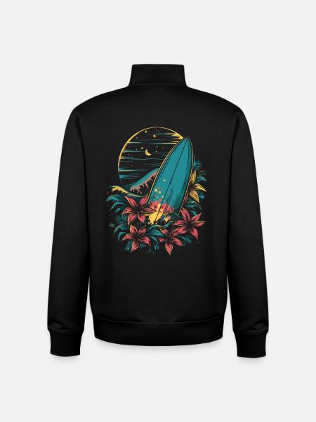 Surfboard Cartoon - Unisex Organic Zip Sweatshirt by Stanley/Stella - black