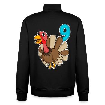 9th Birthday Motif Turkey - 9 Years - Unisex Organic Zip Sweatshirt by Stanley/Stella - black - Back - AI Model Male 185 light (185cm)