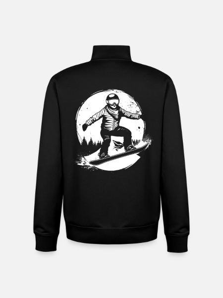 Snowboarder Drawing - Unisex Organic Zip Sweatshirt by Stanley/Stella - black
