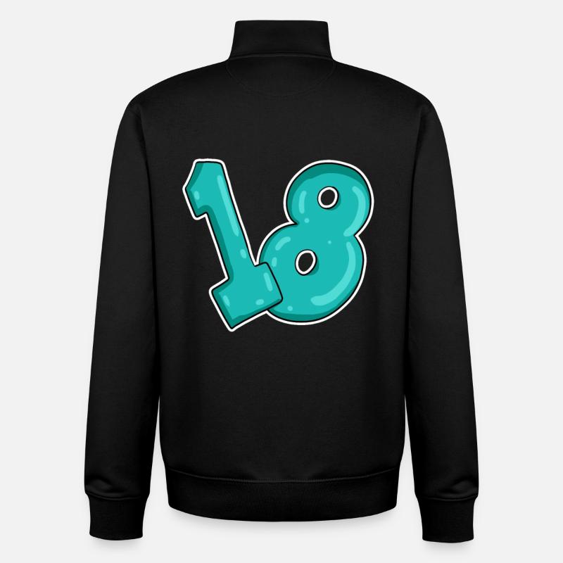 Dix-huit 18 Numéro Numéro - Sweat zippé unisexe en coton bio Stanley/Stella - noir