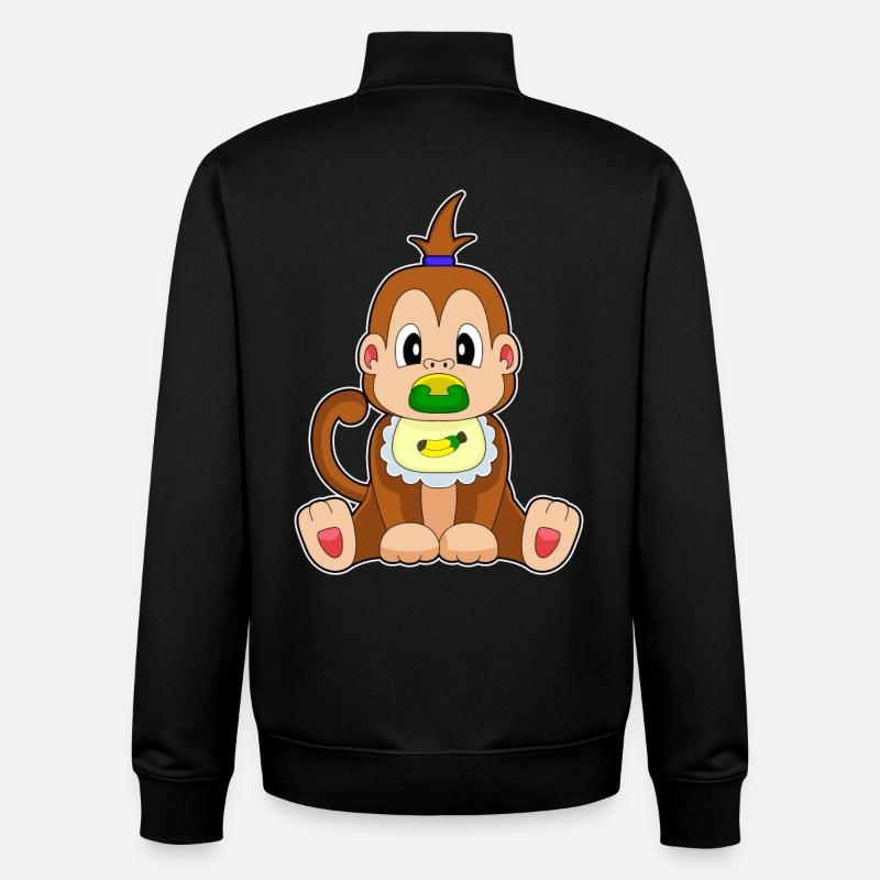 Affe Banane Schnuller Lätzchen - Unisex Organic Zip Sweatshirt von Stanley/Stella - Schwarz