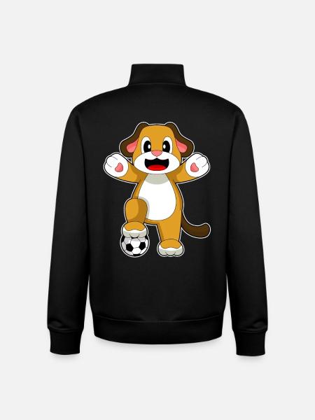Dog Soccer Player Soccer - Unisex Organic Zip Sweatshirt by Stanley/Stella - black