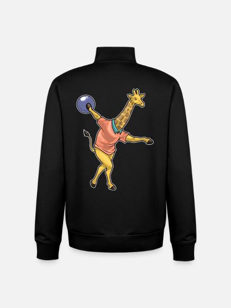 Giraffe Bowling Bowling Ball - Unisex Organic Zip Sweatshirt by Stanley/Stella - black