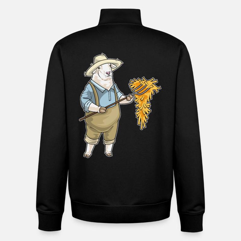 Mouton Éleveur Paille - Sweat zippé unisexe en coton bio Stanley/Stella - noir