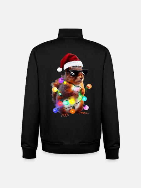 Weihnachts Eichhörnchen mit Lichterkett - Unisex Organic Zip Sweatshirt von Stanley/Stella - Schwarz
