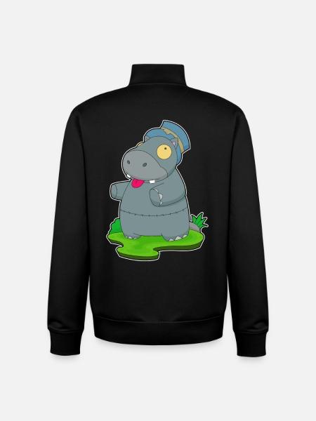 Hippopotamus Halloween Zombie - Unisex Organic Zip Sweatshirt by Stanley/Stella - black