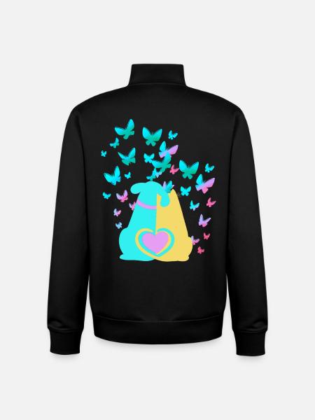 Spring Dog Cat Heart - Unisex Organic Zip Sweatshirt by Stanley/Stella - black