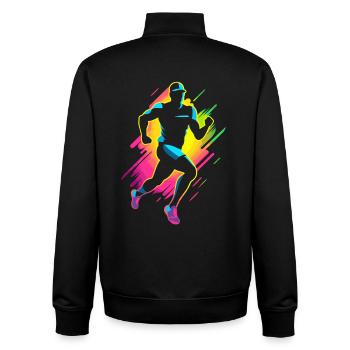 Marathon Läufer Comic Look - Unisex Organic Zip Sweatshirt von Stanley/Stella - Schwarz - Hinten - AI Model Male 185 light (185cm)