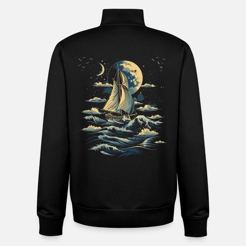 Voile graphique - Sweat zippé unisexe en coton bio Stanley/Stella - noir