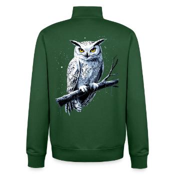 Owl Barn Owl Owl Owl Owl Cute Owls - Unisex Organic Zip Sweatshirt by Stanley/Stella - bottle green - Back - AI Model Male 185 dark (185cm)