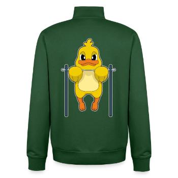 Duck Bodybuilder Pull-ups Bodybuilding - Unisex Organic Zip Sweatshirt by Stanley/Stella - bottle green - Back - AI Model Male 185 dark (185cm)