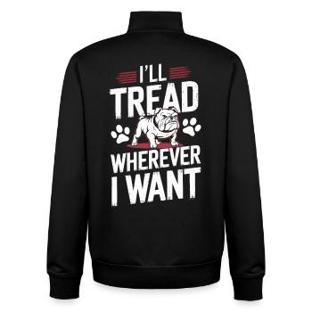 Bulldogge Ich trete hin, wohin ich will Hundehumor - Unisex Organic Zip Sweatshirt von Stanley/Stella - Schwarz - Hinten - AI Model Male 185 light (185cm)