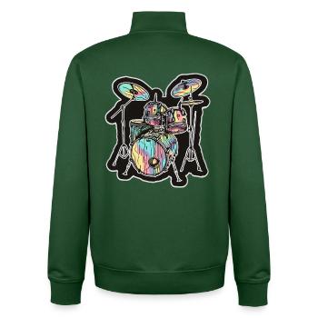 Drums Cartoon Look - Unisex Organic Zip Sweatshirt by Stanley/Stella - bottle green - Back - AI Model Male 185 dark (185cm)