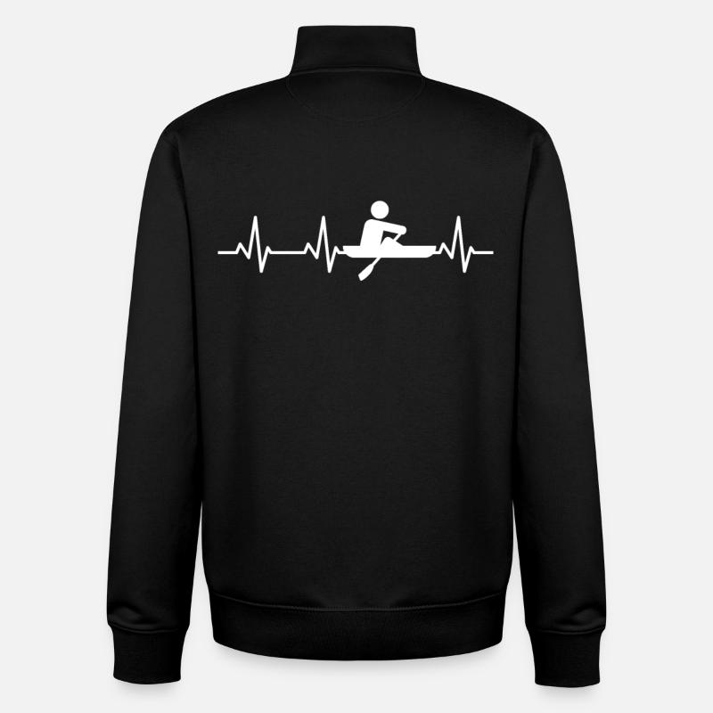 Rowing stick figure heartbeat - Unisex Organic Zip Sweatshirt by Stanley/Stella - black