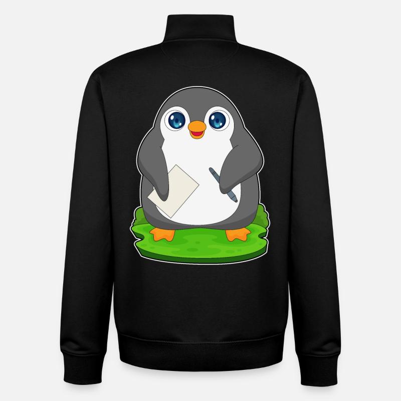 Pinguin Schüler Papier Schule - Unisex Organic Zip Sweatshirt von Stanley/Stella - Schwarz