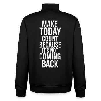 make today count because it's not coming back - Unisex Organic Zip Sweatshirt von Stanley/Stella - Schwarz - Hinten - AI Model Male 185 light (185cm)