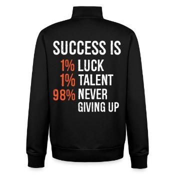 success Is 1 luck 1 talent 98 never giving up - Unisex Organic Zip Sweatshirt von Stanley/Stella - Schwarz - Hinten - AI Model Male 185 light (185cm)