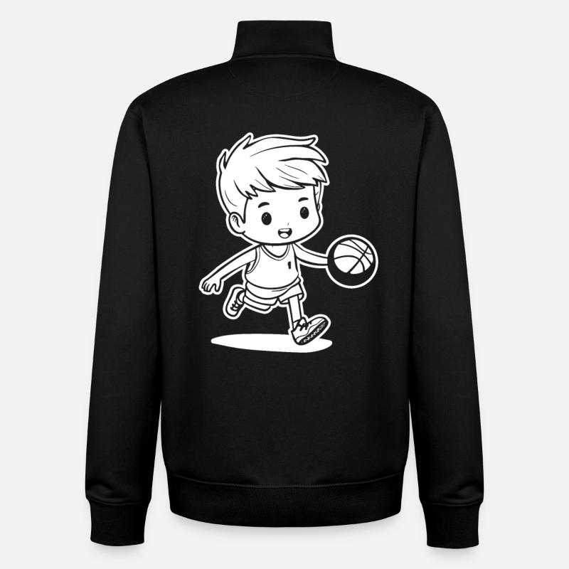 Dessin de basket-ball - Sweat zippé unisexe en coton bio Stanley/Stella - noir