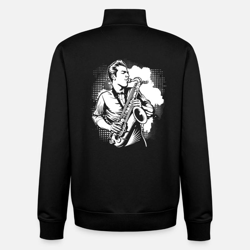 Saxophone Boy - Unisex Organic Zip Sweatshirt by Stanley/Stella - black