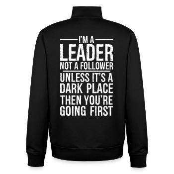 I'm a leader not a follower funny shirt - Unisex Organic Zip Sweatshirt von Stanley/Stella - Schwarz - Hinten - AI Model Male 185 light (185cm)